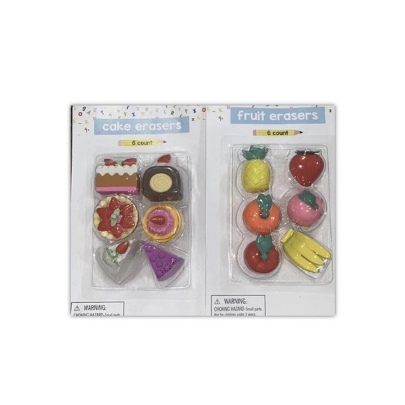 Erasers 6 In Each Pack Back to School Erasers Cake Erasers and Fruit Erasers - Picture 3 of 3